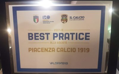 Piacenza Calcio premiato dalla FIGC per il progetto Il Calcio e le Ore di Lezione